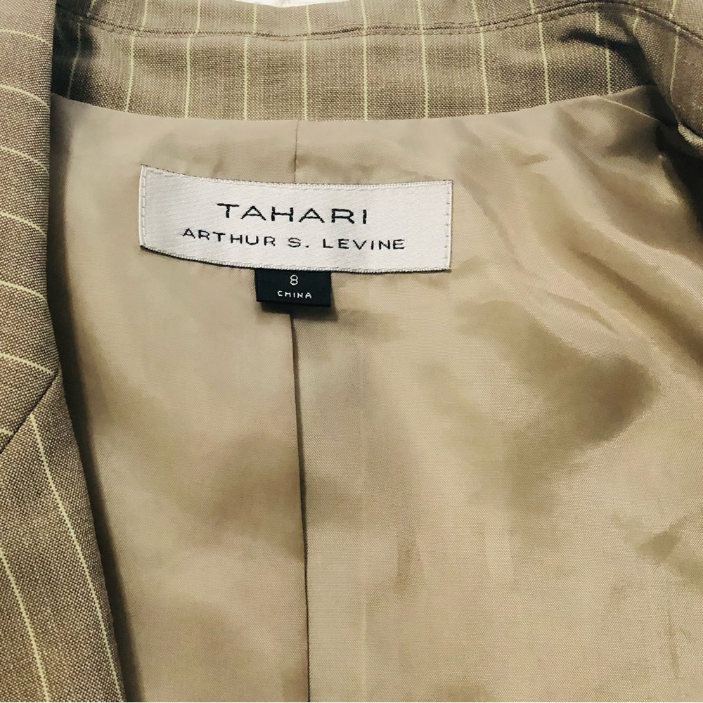 TAHARI Pantsuit NWT Arthur Levine 2PC Striped Jacket & Pant fully Lined Size 8 - Picture 11 of 13